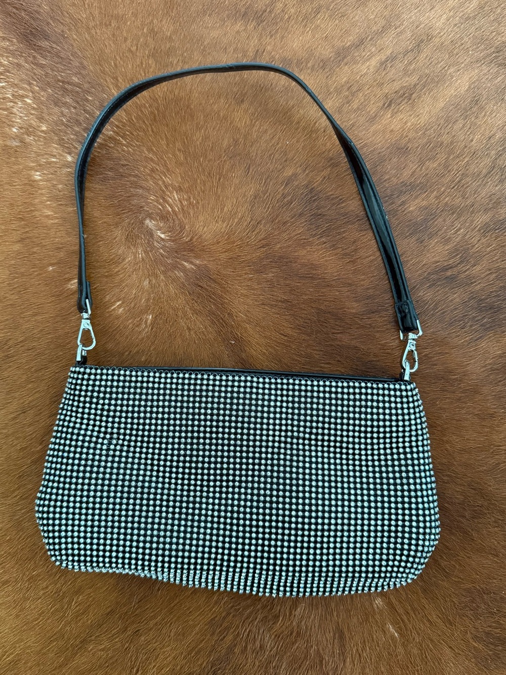 Mango Black and Silver Crystal Mini Shoulder Bag
